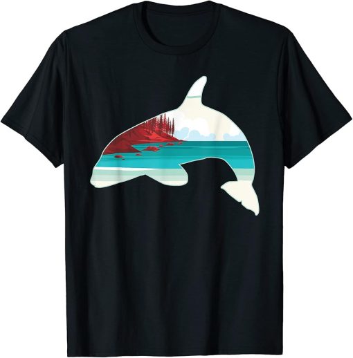 Orca Killer Whale Print with Landscape - Orca Killer Whale T-Shirt