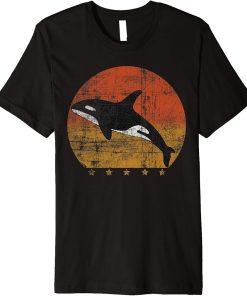 Retro Vintage Sunset Orca Killer Whale - Distressed Graphic Premium T-Shirt