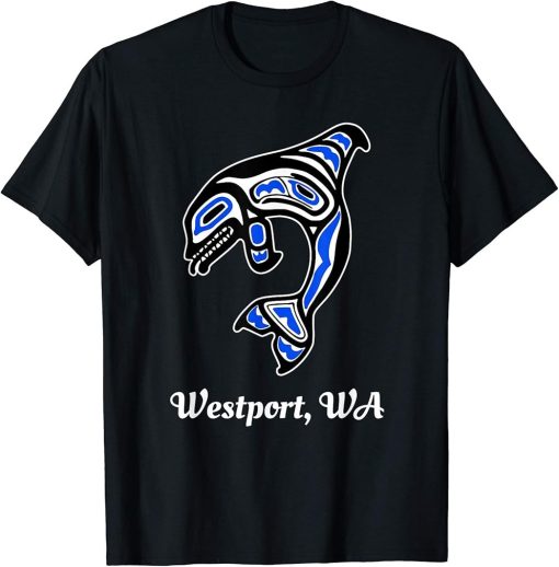 Blue Native American Westport WA Tribal Orca Killer Whale T-Shirt