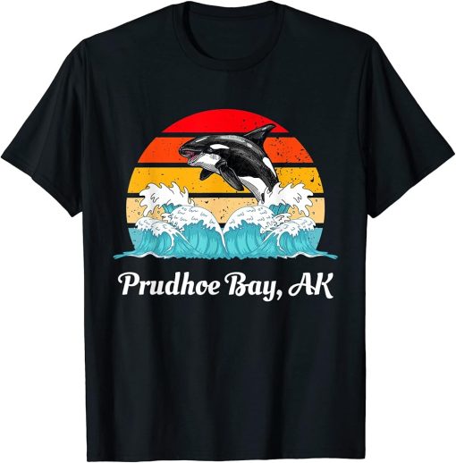 Vintage Prudhoe Bay AK Distressed Orca Killer Whale Art T-Shirt