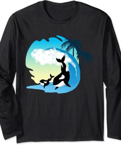 Waves Beach Sea Animal Aquarist Killer Whale Tropical Orca Long Sleeve T-Shirt