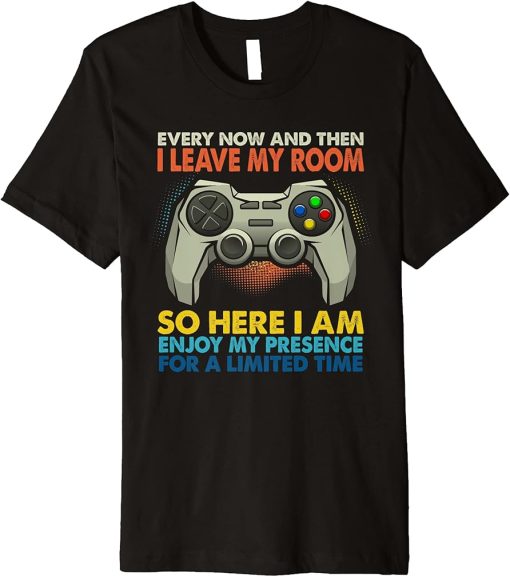 Every Now And Then I Leave My Room Funny Gaming Gamer Gift Premium T-Shirt