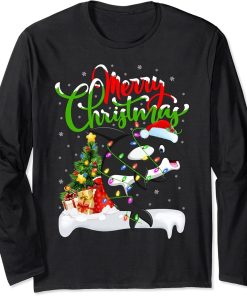 Orca Fish Lover Xmas Decorations Santa Orca Christmas Long Sleeve T-Shirt