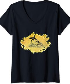 Womens Orca Motif Whale Predator Animals Design Orcas V-Neck T-Shirt